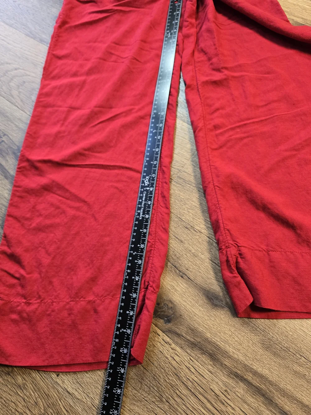 H&M Dark Red Wide-Leg Pants Linen Blend